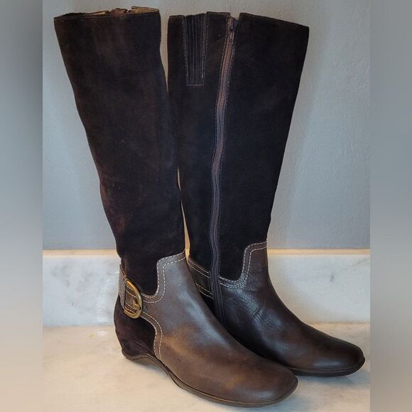 ANTONIO MELANI Brown Leather Heeled Boot Shoes Size 6 M - Picture 6 of 14